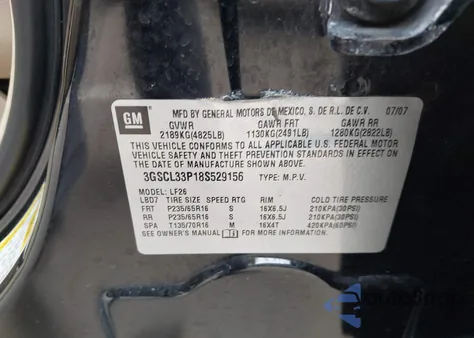 2008 Saturn Vue 4-Cyl Xe z USA, uszkodzony, nr VIN 3GSCL33P18S529156